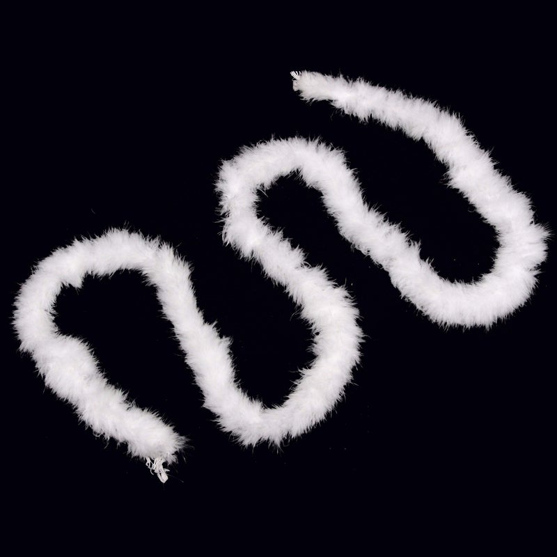 Fukang Feather Light Handmade Craft Turkey Marabou Feather Boas 2Yard Long (White) - Image 2